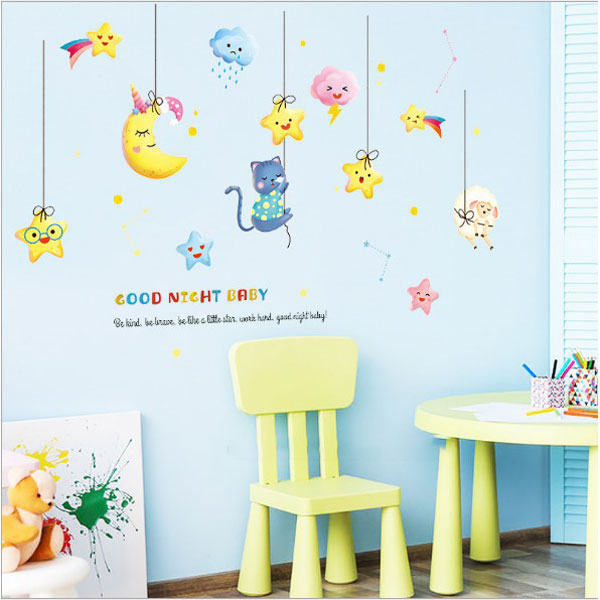 Decal Trang Trí Rèm Dây Trăng Sao