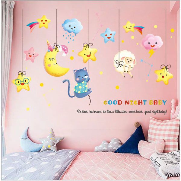 Decal Trang Trí Rèm Dây Trăng Sao