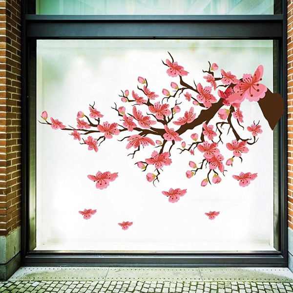 decal  Trang Trí Tết Cành Đào Hồng 2