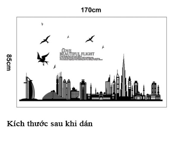 Decal Trang Trí Thành Phố Trắng Đen 2