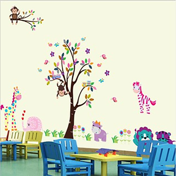 Decal Trang Trí Thú Vui Chơi Và Cây Sắc Màu