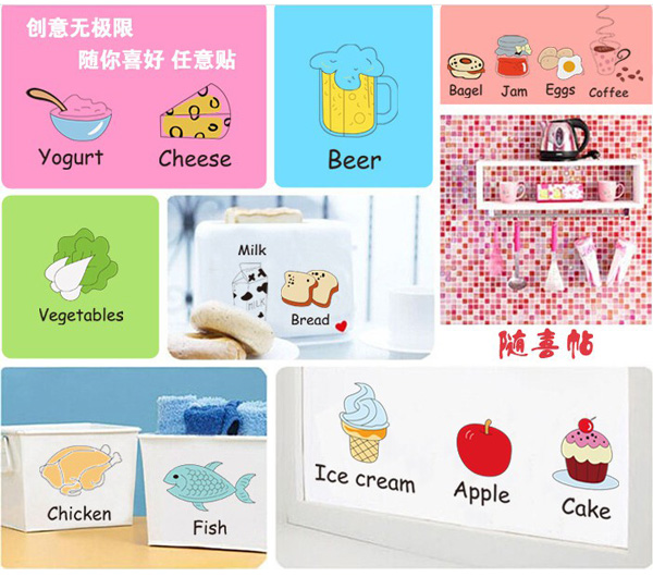 Decal Trang Trí Thức Ăn Kèm Tên Tiếng Anh