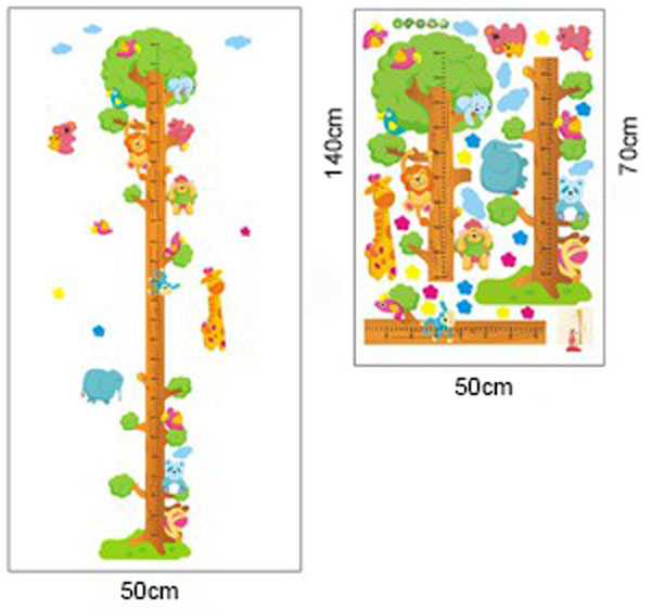 Decal Trang Trí Thước Đo Cây Xanh Và Thú