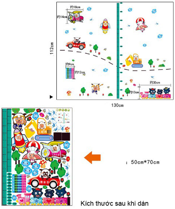 Decal Trang Trí Thước Đo Giao Thông
