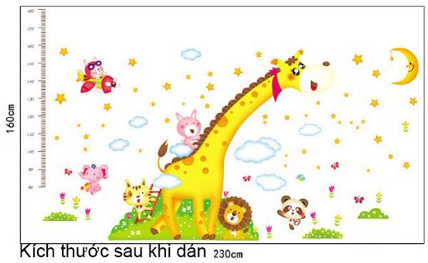 Decal Trang Trí Thước Đo Hươu Cao Cổ 2
