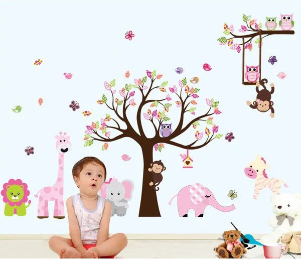 Decal Trang Trí Vườn Cây Thú Hồng