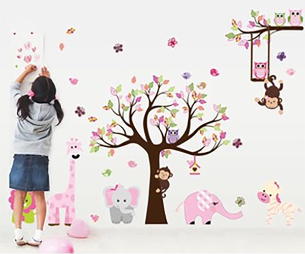 Decal Trang Trí Vườn Cây Thú Hồng