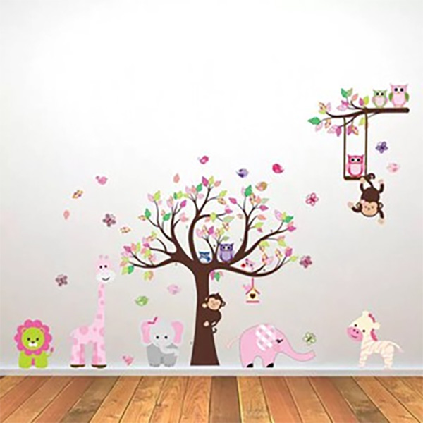 Decal Trang Trí Vườn Cây Thú Hồng