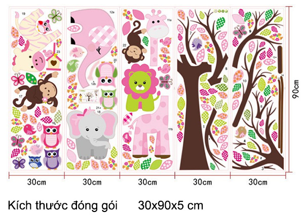 Decal Trang Trí Vườn Cây Thú Hồng