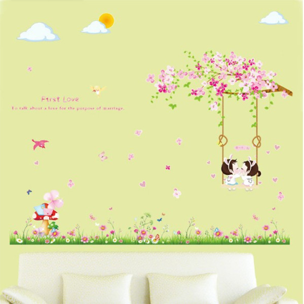 Decal Trang Trí Xích Đu Đầy Hoa
