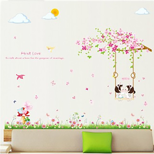Decal Trang Trí Xích Đu Đầy Hoa