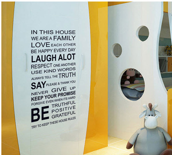Giấy Decal Dán Tường Chữ Trắng Đen (In This House) 