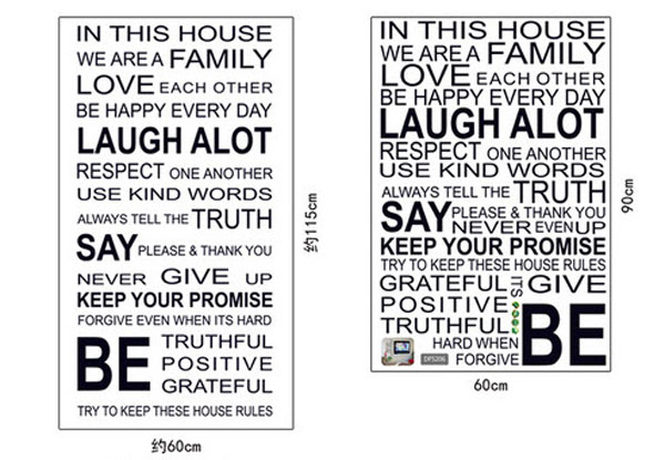 Giấy Decal Dán Tường Chữ Trắng Đen (In This House) 