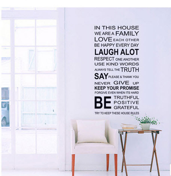 Giấy Decal Dán Tường Chữ Trắng Đen (In This House) 