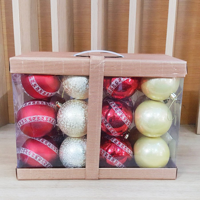 Hộp 24 Châu Họa Tiết Noel Trang Trí Cây Thông Giáng Sinh - 8cm