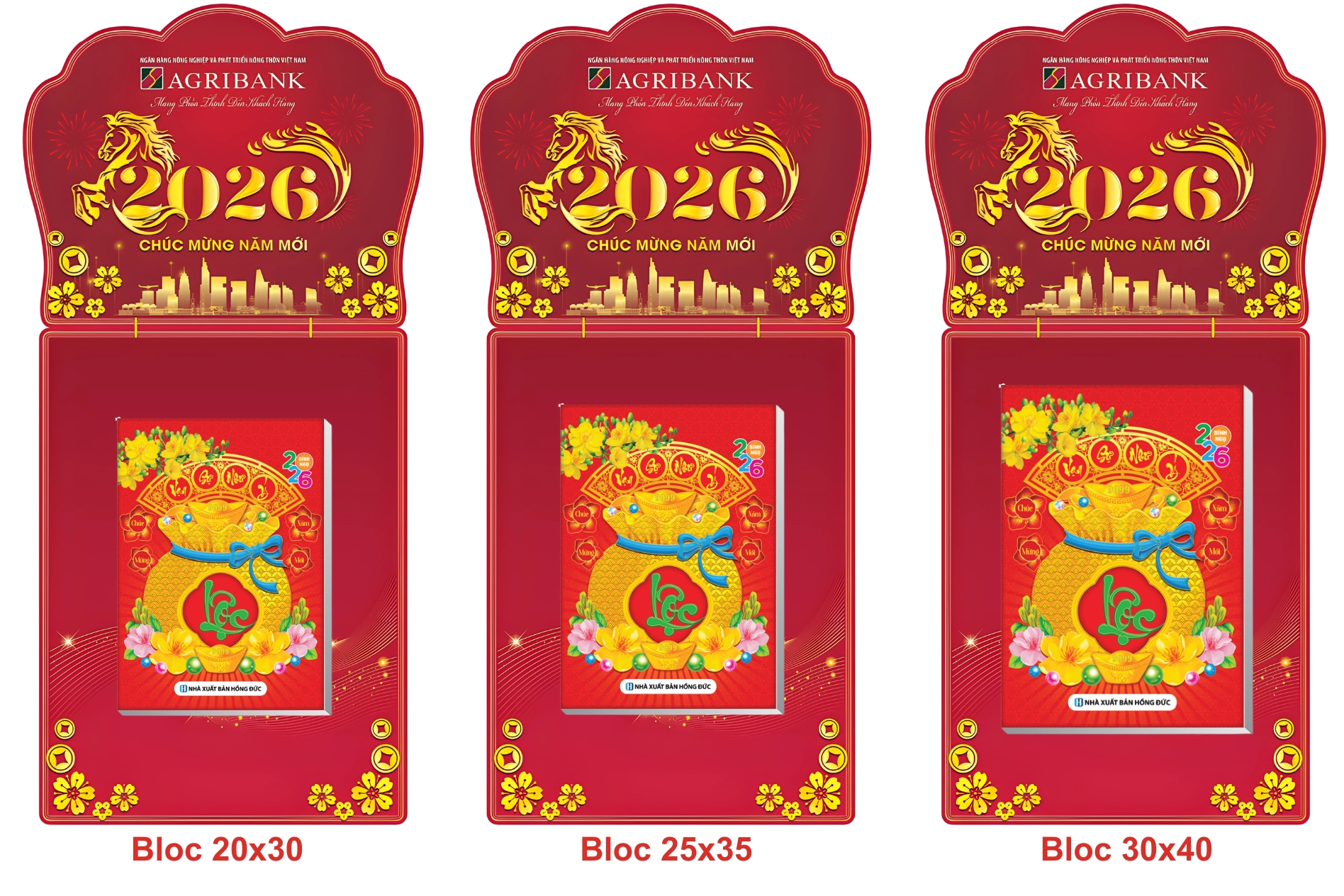 Lịch Khối In Độc Quyền 2026 - Lịch Khối In Logo Agribank - Kích Thước 20x30 cm, 25x35 cm, 30x40 cm (Thiết Kế Theo Yêu Cầu) - TVKV404