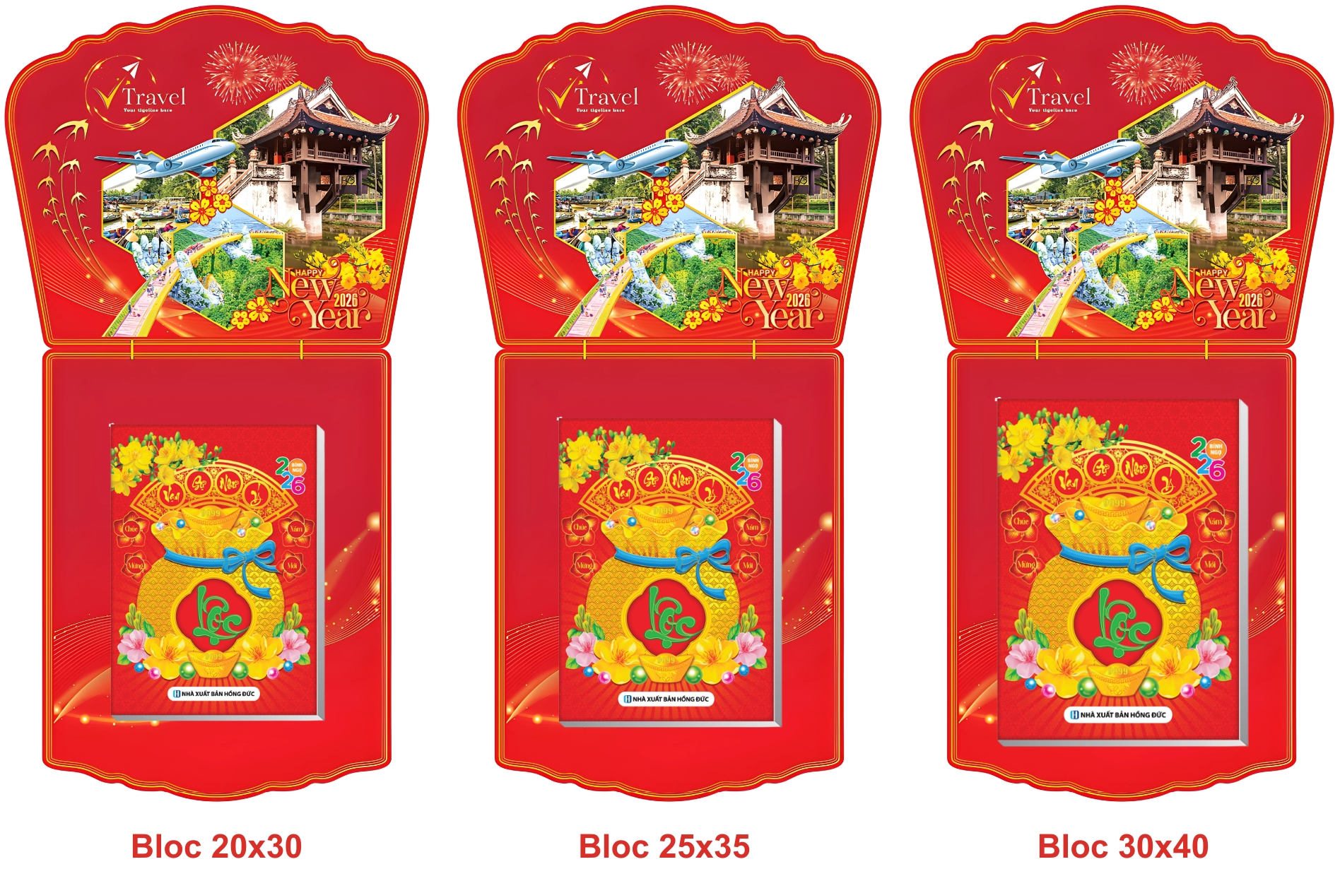 Lịch Khối In Độc Quyền 2026 - Lịch Khối In Logo Vietravel - Kích Thước 20x30 cm, 25x35 cm, 30x40 cm (Thiết Kế Theo Yêu Cầu) - TVKV402