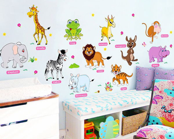 Decal Trang Trí Học Tiếng Anh Cùng Động Vật 