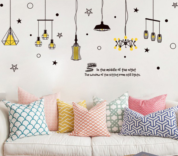 Decal Trang Trí Đèn Dây Vàng Treo
