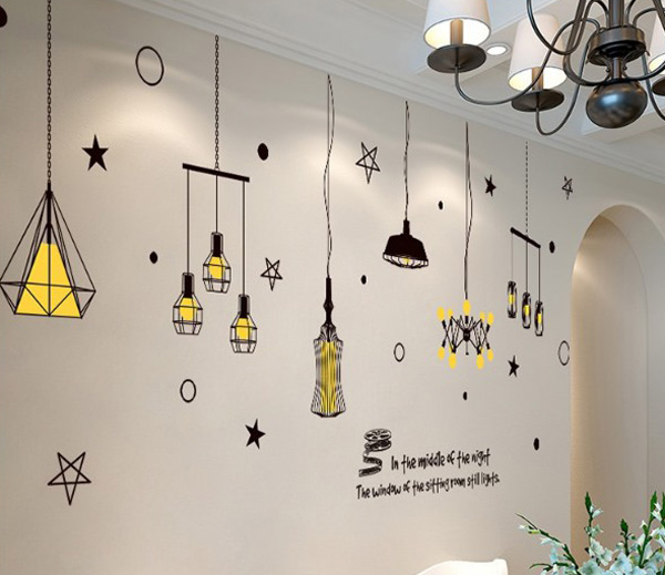 Decal Trang Trí Đèn Dây Vàng Treo