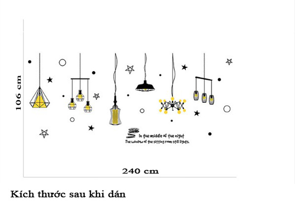 Decal Trang Trí Đèn Dây Vàng Treo