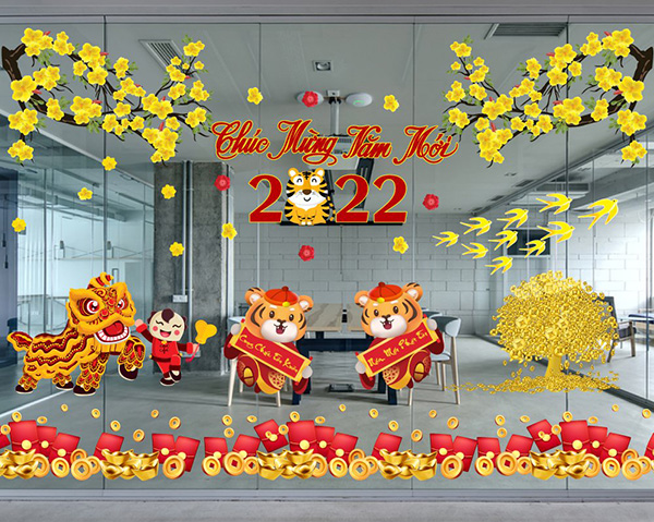 Combo Decal Trang Trí Tết Vạn Sự Như Ý 2022