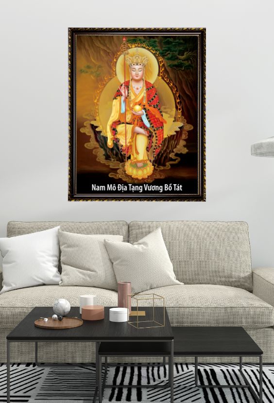 Tranh Canvas Địa Tạng Vương Bồ Tát Đóng Khung Cao Cấp