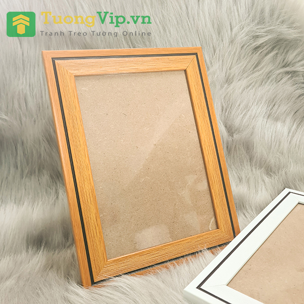 Khung Ảnh/Khung Bằng Khen 13x18cm/ 15x21cm - Viền Nâu Sọc Đen Hiện Đại Composite, Mặt Mica Treo Tường Để Bàn
