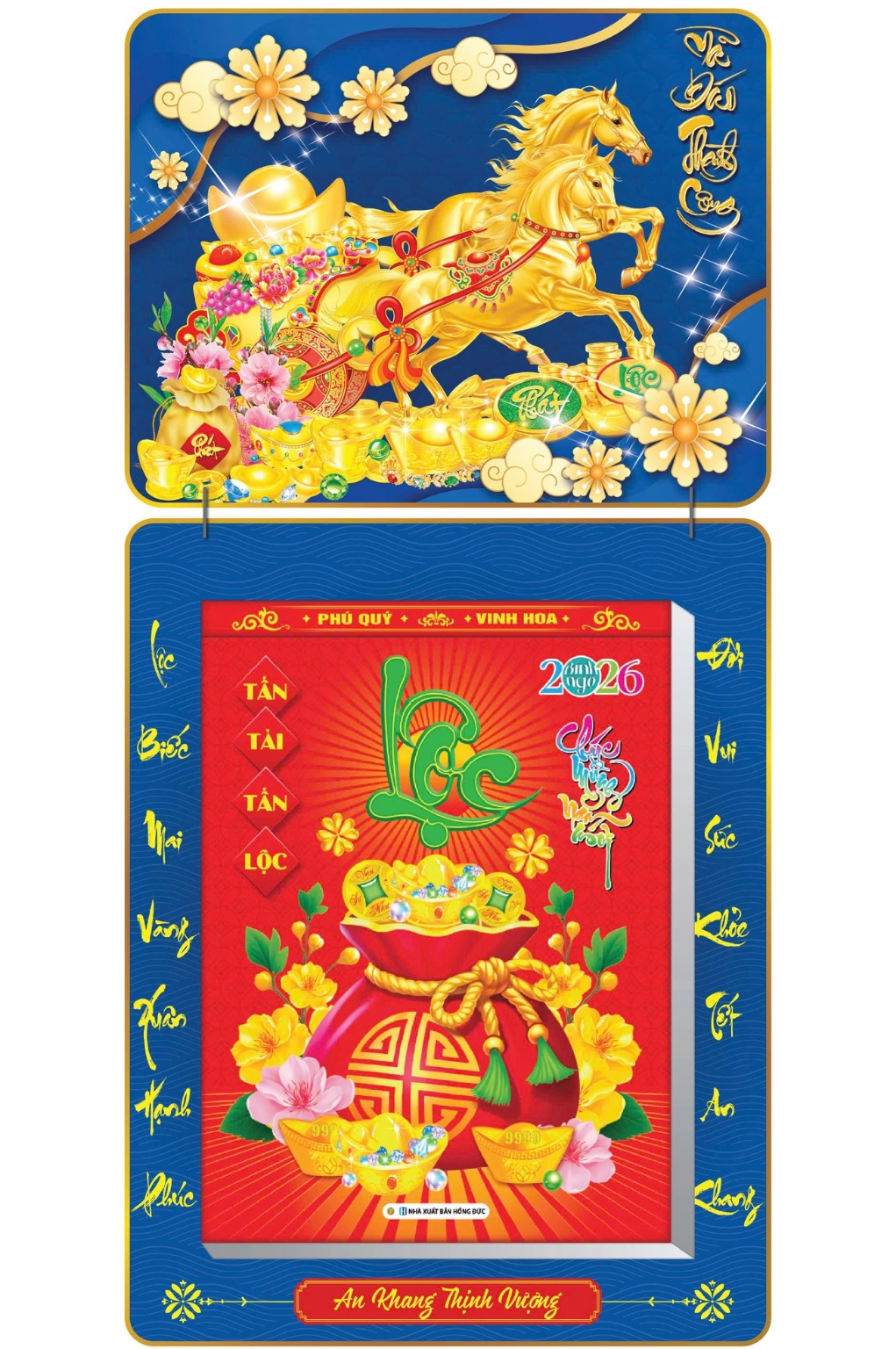 Lịch Bloc 2026 (30x40 cm) Siêu Cực Đại - Mã Đáo Thành Công Trọn Bộ Đầu Treo Laminate