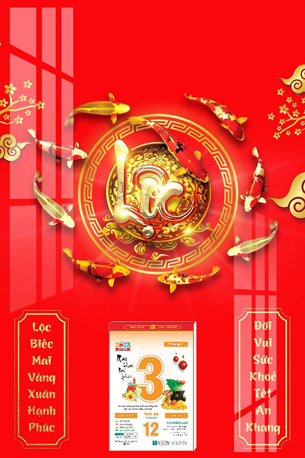 Lịch Gỗ Treo Tường Laminate 2023 (40 X 60 cm) - Chữ Lộc