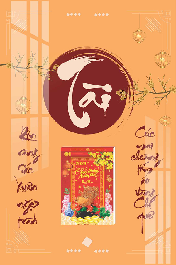 Lịch Gỗ Treo Tường Laminate Tráng Gương 2023 (40x60cm) - Chữ Tài