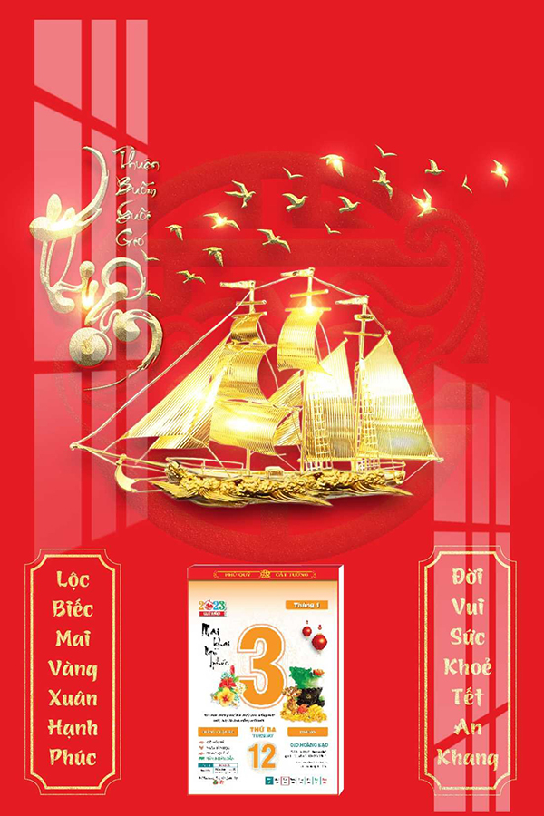Lịch Gỗ Treo Tường Laminate 2023 (40 X 60 cm) - Thuận Buồm Xuôi Gió