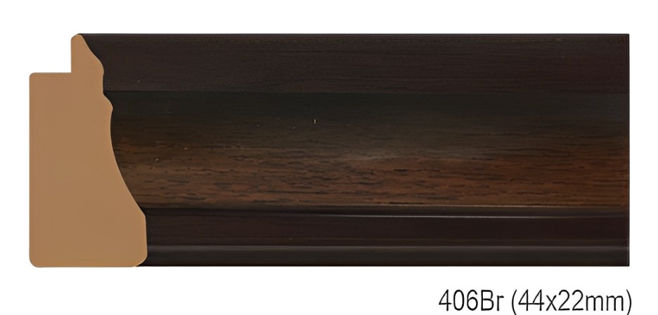 Phào - Nẹp Khung Tranh Vân Gỗ Trơn Cổ Điển - 406Br (44x22mm)