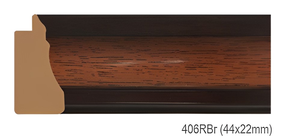 Phào - Nẹp Khung Tranh Vân Gỗ Trơn Cổ Điển - 406RBr (44x22mm)