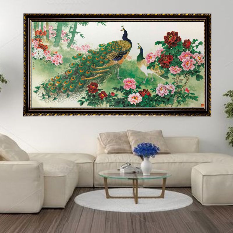Tranh Canvas Chim Công Nghệ Thuật Đóng Khung Cao Cấp 02