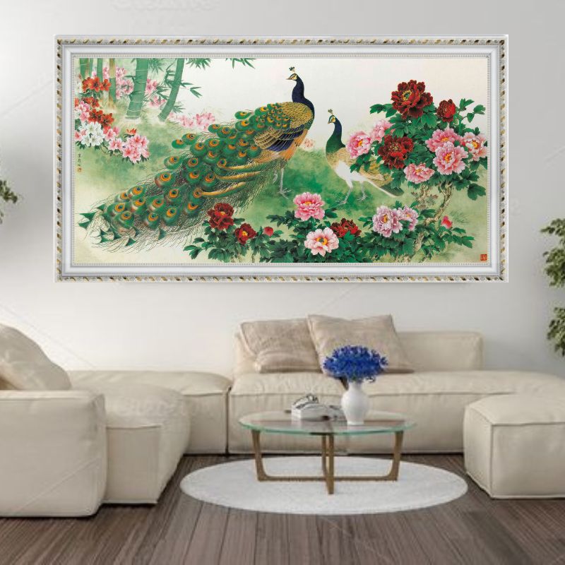 Tranh Canvas Chim Công Nghệ Thuật Đóng Khung Cao Cấp 02