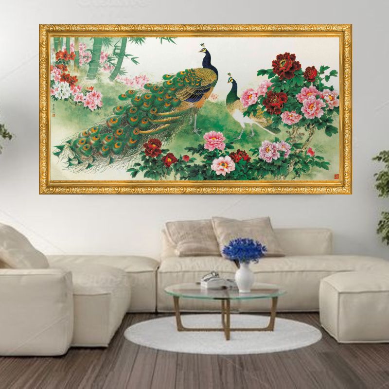 Tranh Canvas Chim Công Nghệ Thuật Đóng Khung Cao Cấp 02