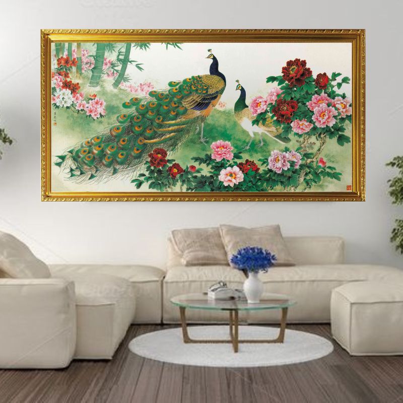 Tranh Canvas Chim Công Nghệ Thuật Đóng Khung Cao Cấp 02