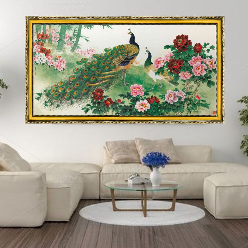 Tranh Canvas Chim Công Nghệ Thuật Đóng Khung Cao Cấp 02