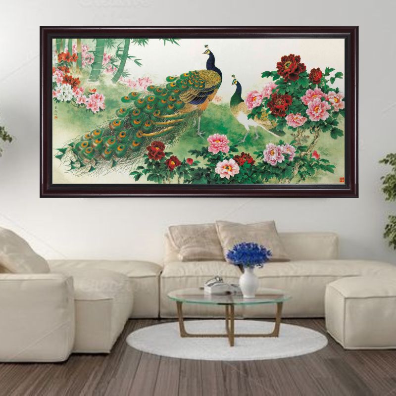 Tranh Canvas Chim Công Nghệ Thuật Đóng Khung Cao Cấp 02