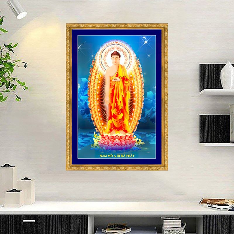 Tranh Canvas Phật A Di Đà Đóng Khung Cao Cấp