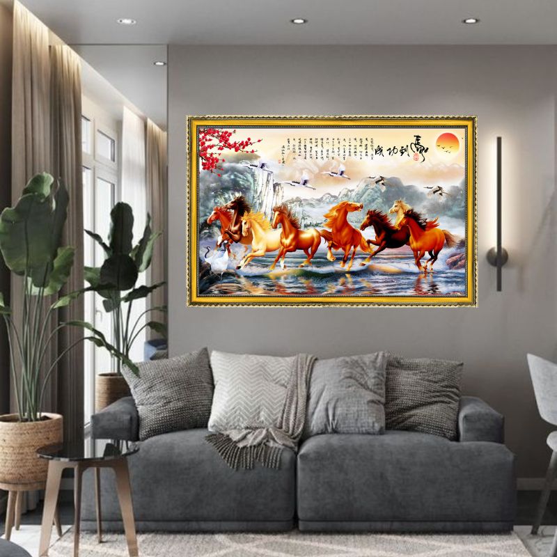 Tranh Canvas Phong Thủy Mã Đáo Thành Công Đóng Khung Cao Cấp 04