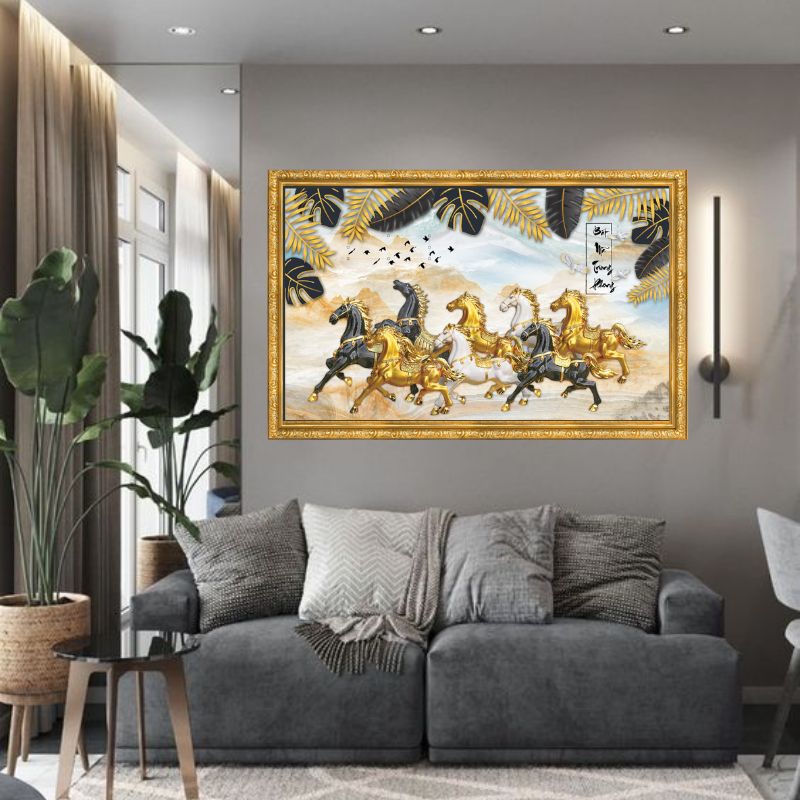 Tranh Canvas Phong Thủy Mã Đáo Thành Công Đóng Khung Cao Cấp 06