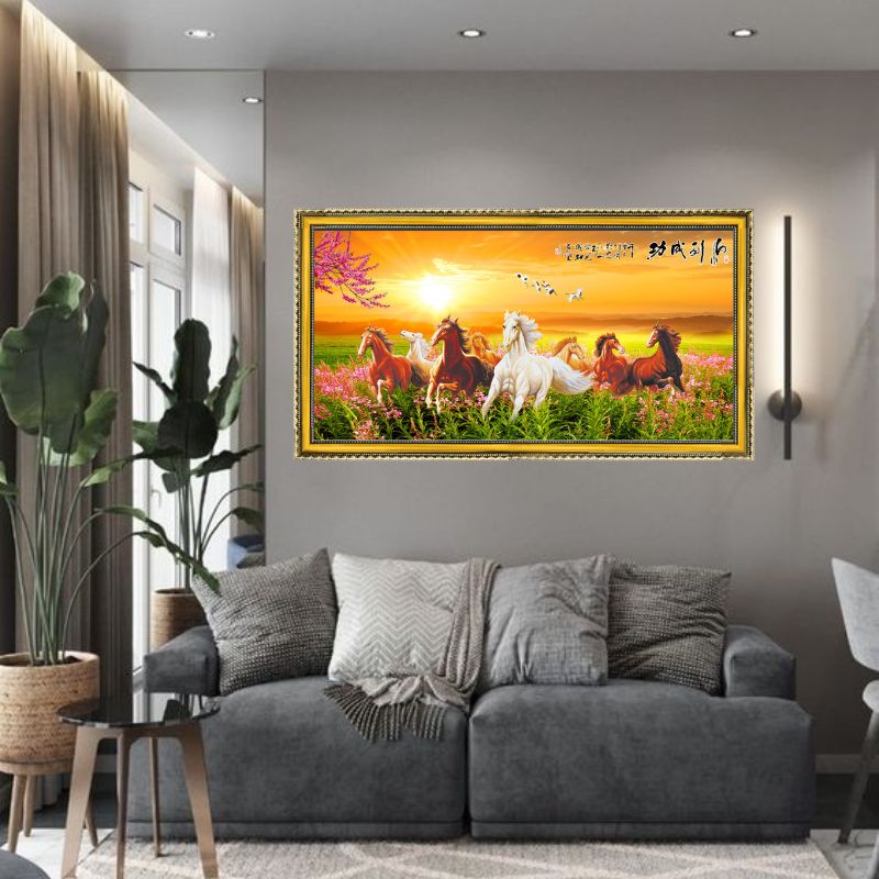 Tranh Canvas Phong Thủy Mã Đáo Thành Công Đóng Khung Cao Cấp 09