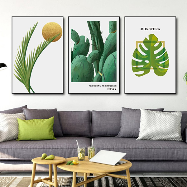 Tranh Canvas Treo Tường Xương Rồng Và Lá Xanh