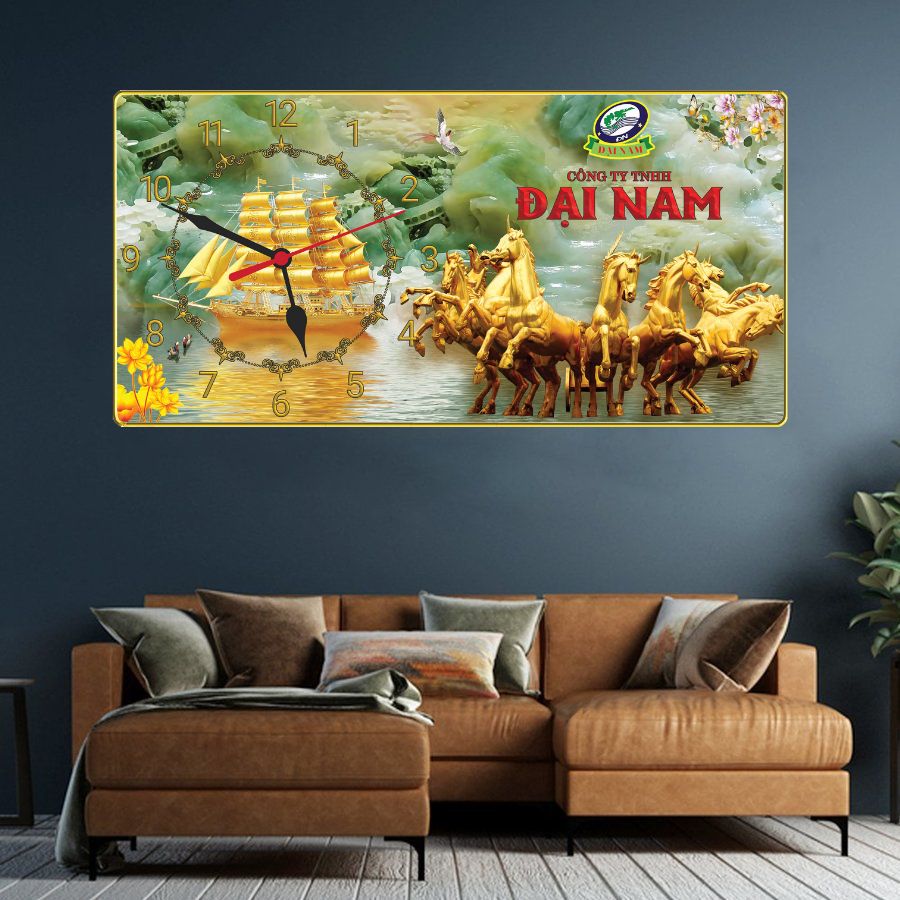 Tranh Đồng Hồ Tráng Gương In Theo Yêu Cầu - Mã Đáo Thành Công (2 mẫu)