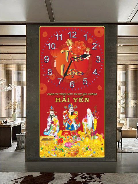 Tranh Đồng Hồ Tráng Gương In Theo Yêu Cầu - Phúc Lộc Thọ (2 mẫu)