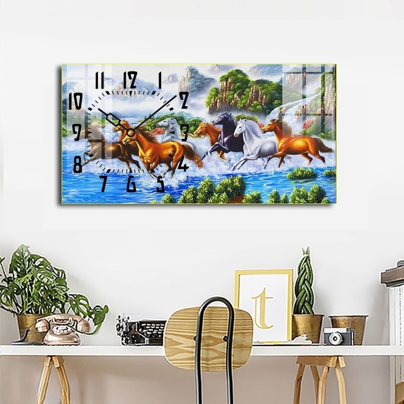 Tranh Đồng Hồ Tráng Gương Treo Tường Mã Đáo Thành Công 02 (5 mẫu)