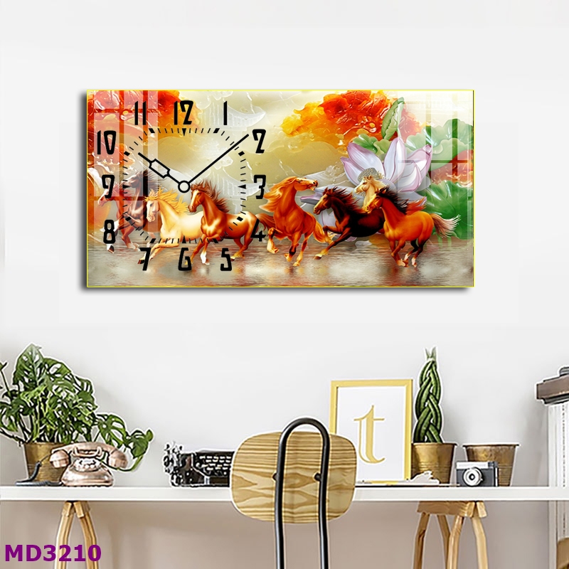 Tranh Đồng Hồ Tráng Gương Treo Tường Mã Đáo Thành Công