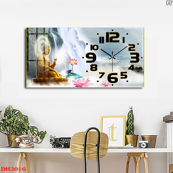 Tranh Đồng Hồ Tráng Gương Treo Tường Phật Giáo